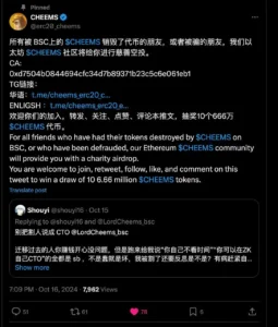 CHEEMS Community Airdrops Charity for Binance Token Players: Help for
