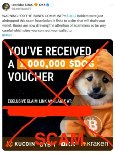 Beware of Runestone Founder's Warning: Scam Inscription Airdrops Alert!